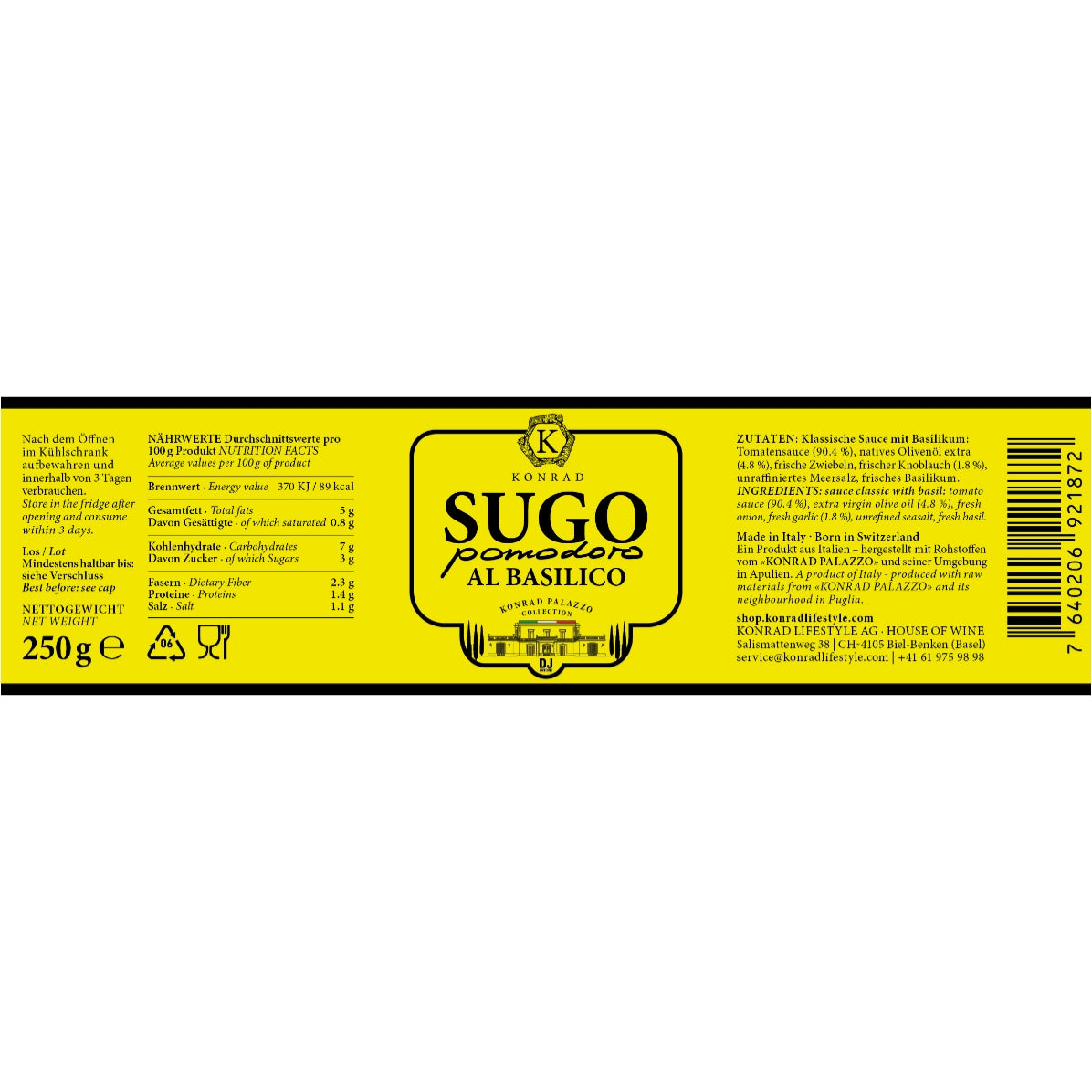 KONRAD PALAZZO SUGO "POMODORO AL BASILICO"