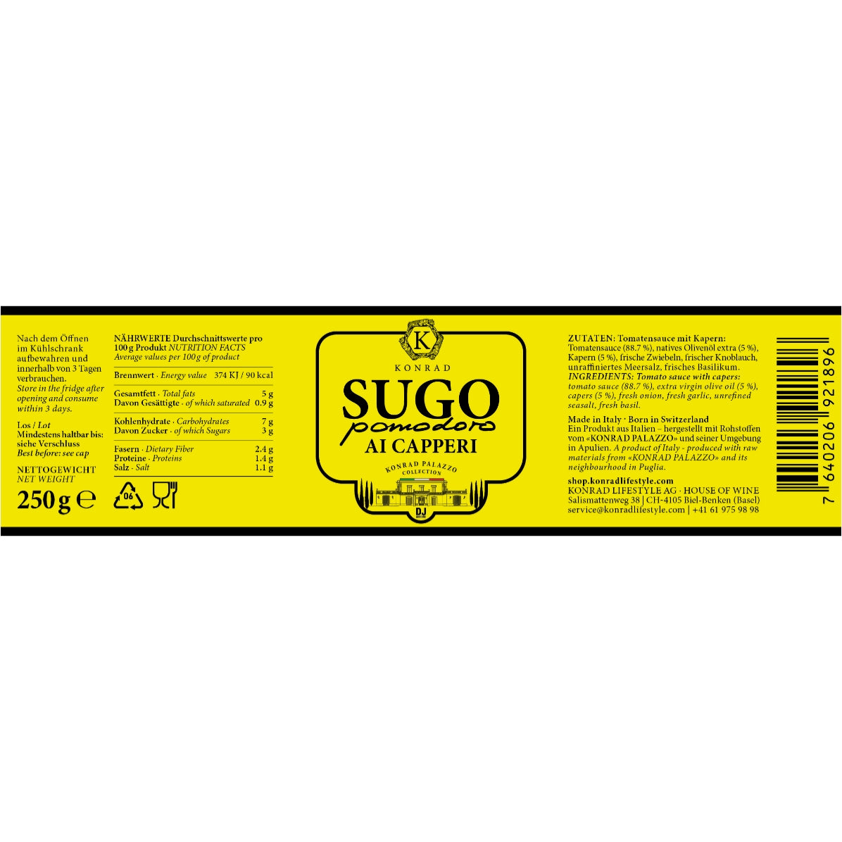 KONRAD PALAZZO SUGO "POMODORO AI CAPPERI"