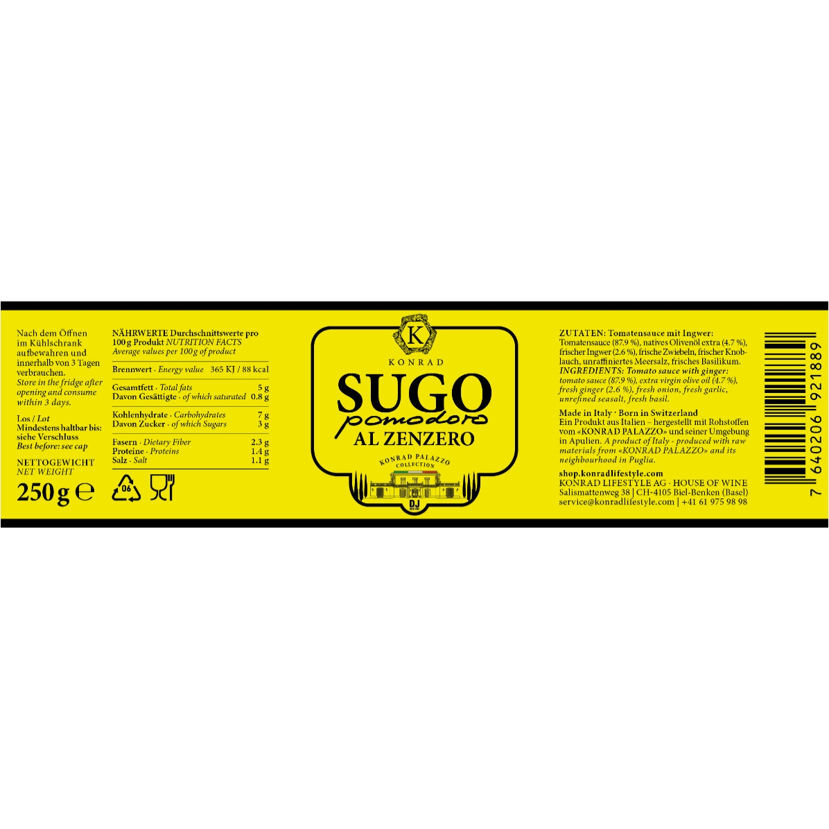 KONRAD PALAZZO SUGO "POMODORO AL ZENZERO"