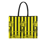 JUTE BAG "KONRAD LIFESTYLE IS AN ART" YELLOW STRIPES