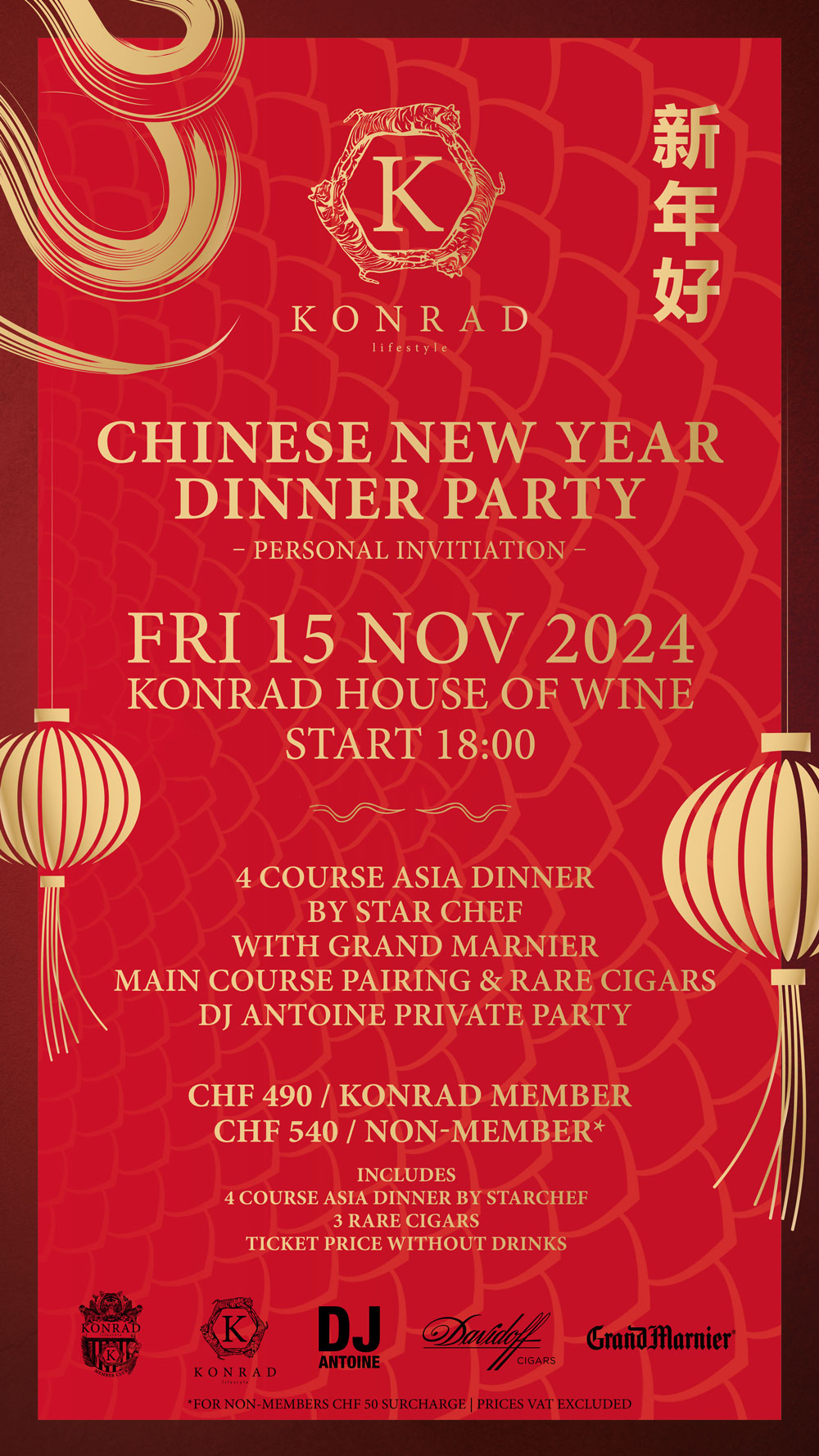 KONRAD PRIVATE EXPERIENCE "Chinese New Year" Dinner Party - FRI 15.11.2024